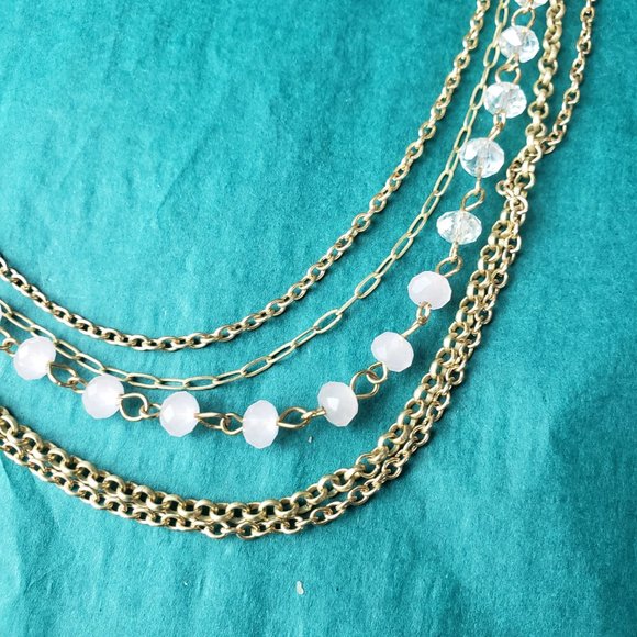 2/15$ Multiple strands chain and pink necklace - Picture 3 of 5